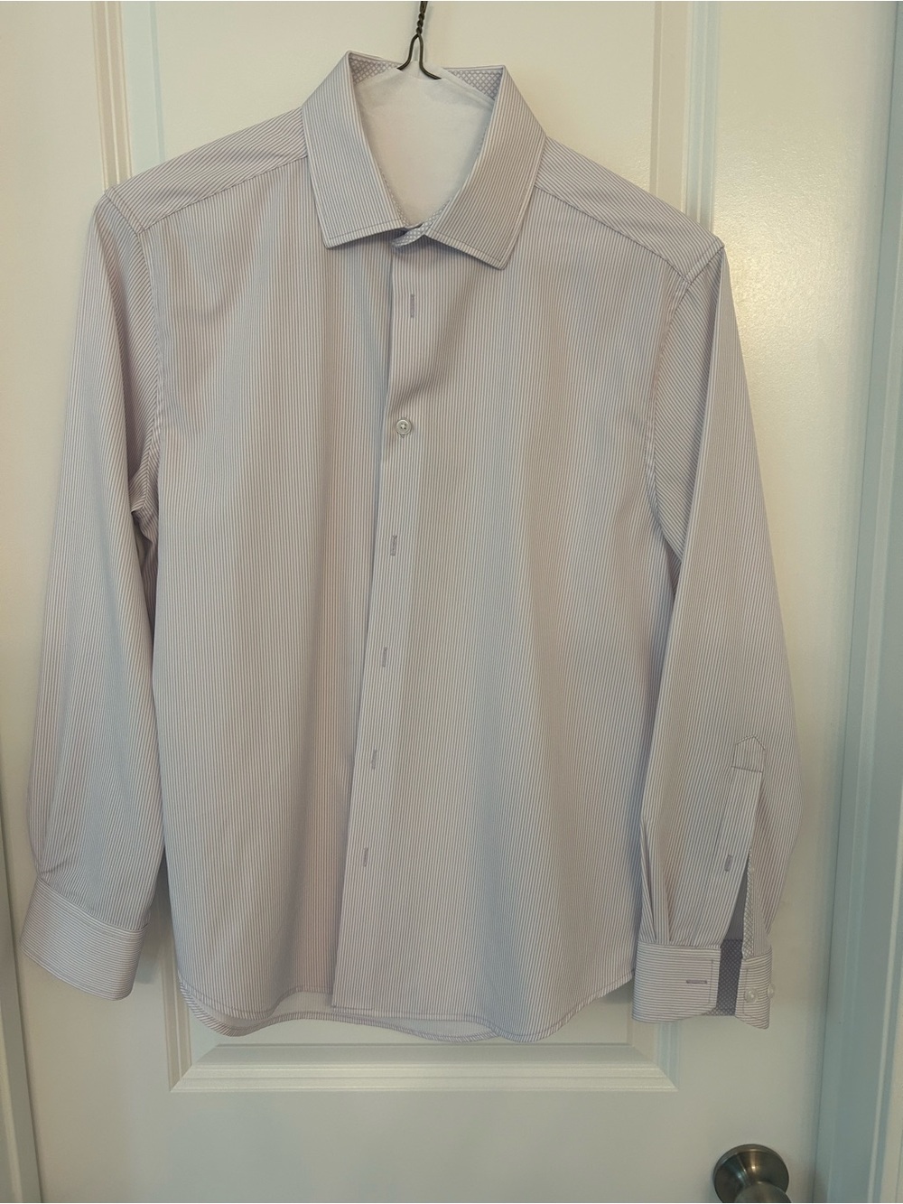 Henri James Hyper Stretch Button Down Shirt Mens S/P Short Light Purple Stripe